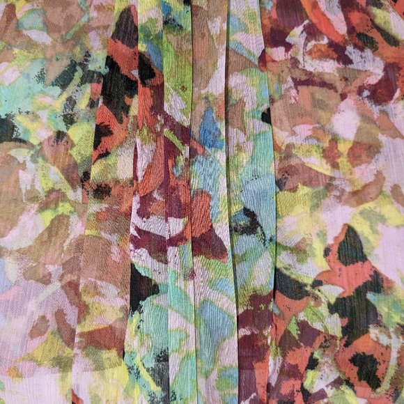 DEMOCRACY Women's Sheer Long Sleeve Blouse Top Size S MultiColor Print NWOT - Picture 3 of 5